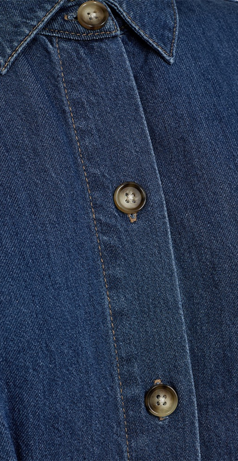 Alia gennemknappet kjole med lommer medium blue denim Freequent