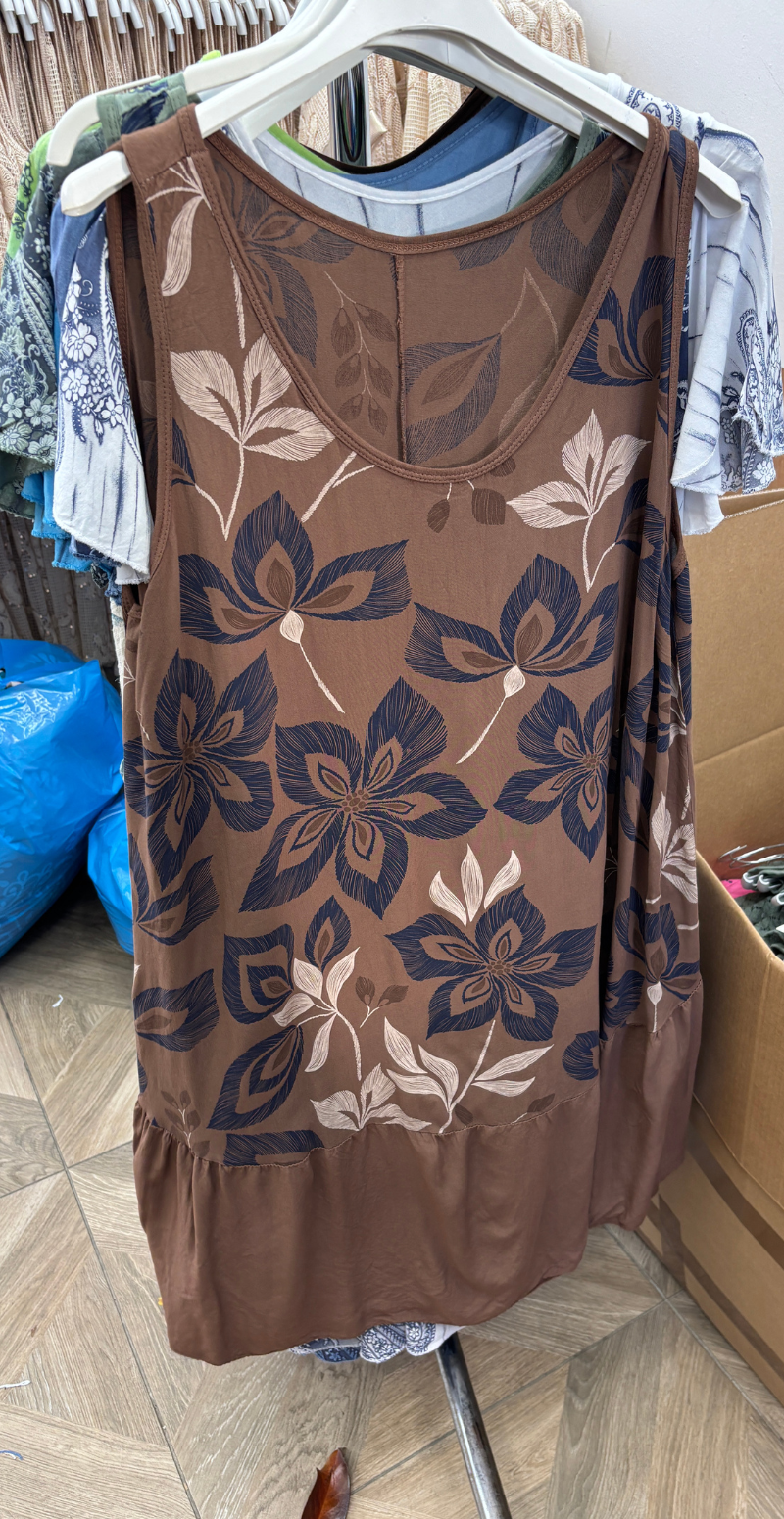 Forudbestilling uge 21 Safira kjole med peplum og blomsterprint brun LikeLondon