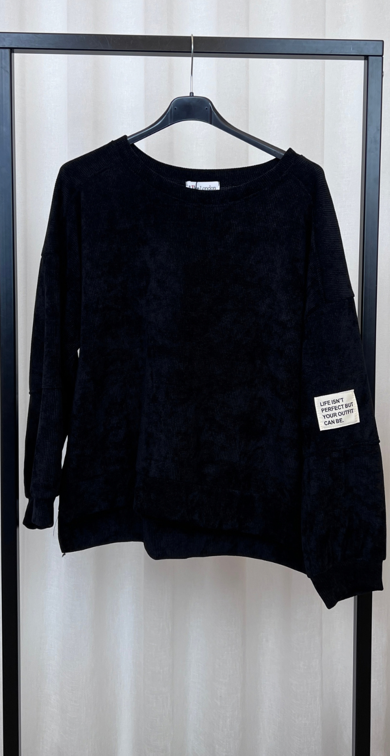 Nette sweat sæt i velour sort LikeLondon