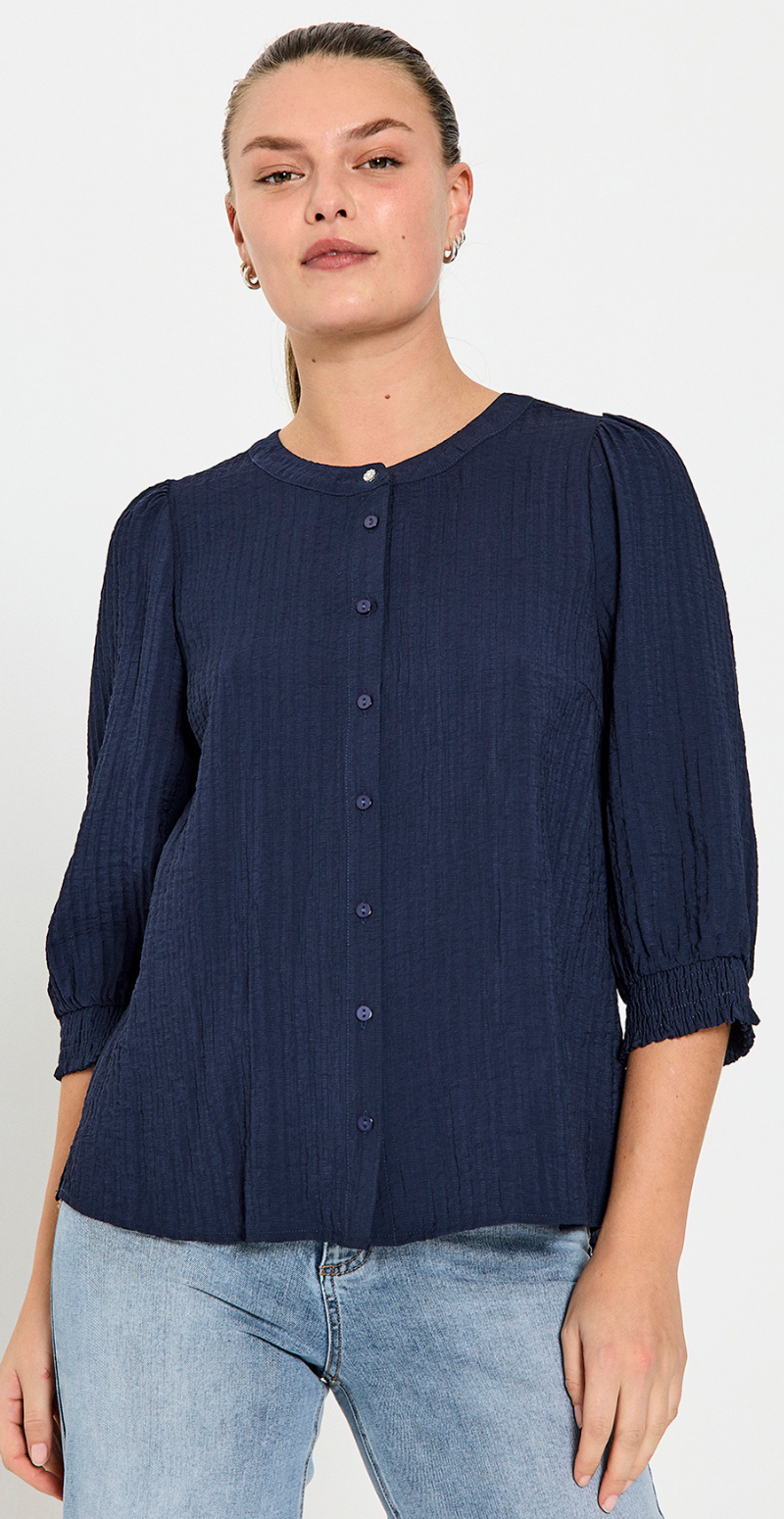 Aby bluse med struktur navy blazer