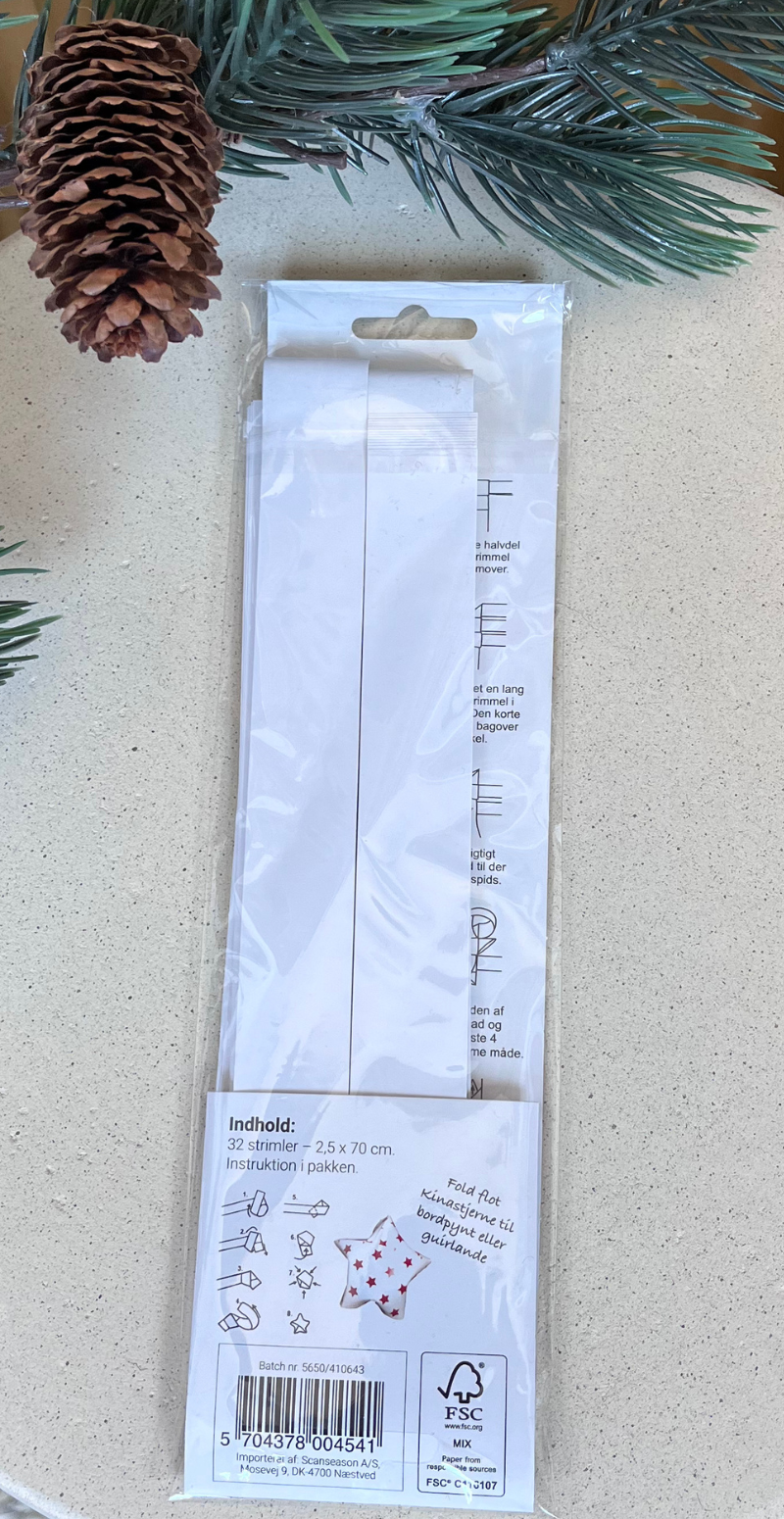 Stjernestrimler til 8 julestjerner hvid