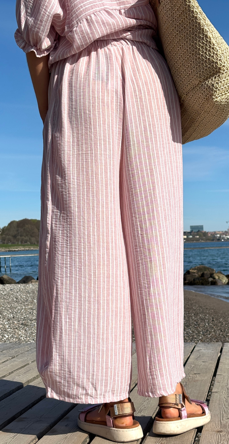 Merle stribet bukser med balloneffekt rosa LikeLondon