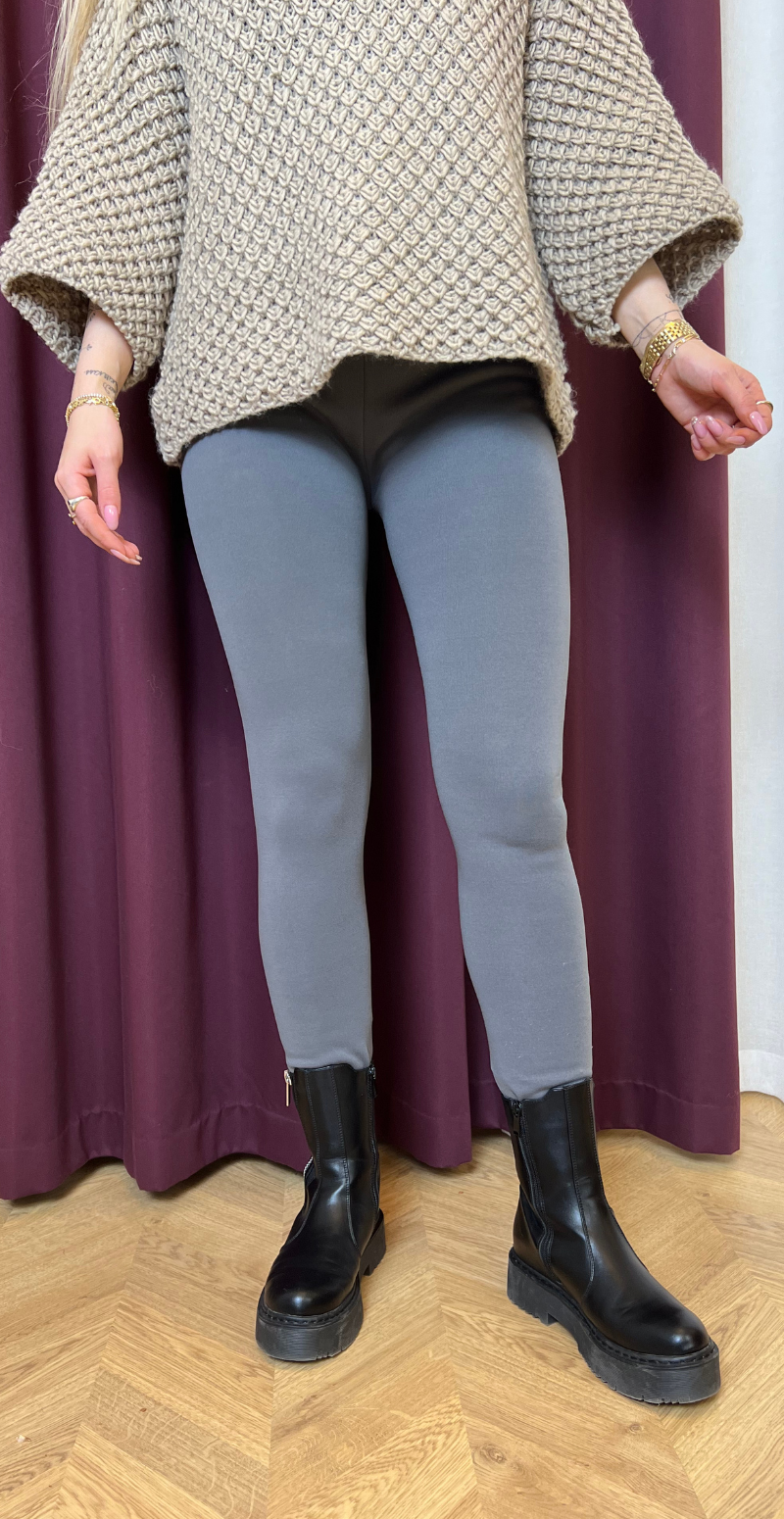 Aline leggings med fleece grå Likelondon