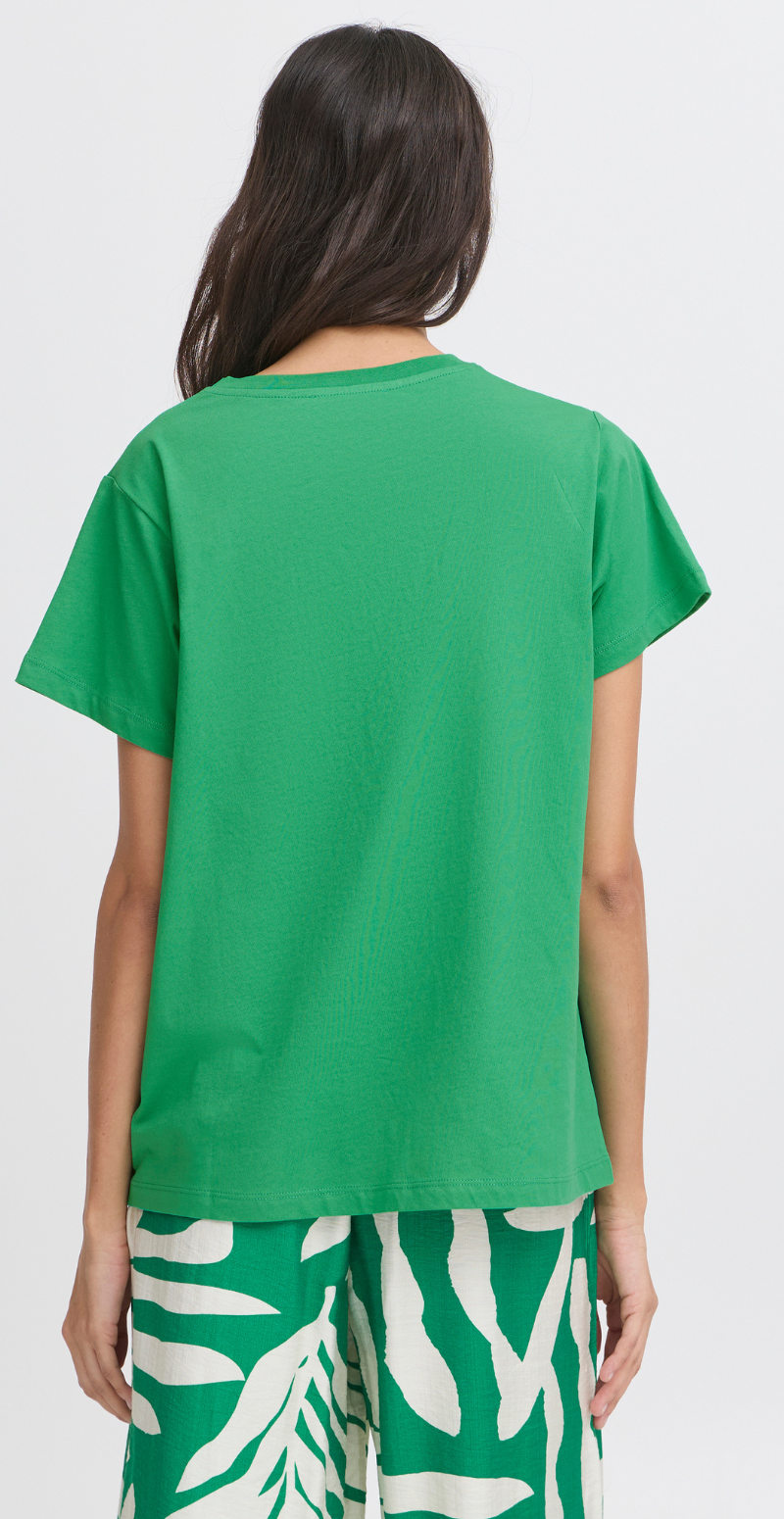 Seleste bluse med rund hals og tekst jelly bean B.young