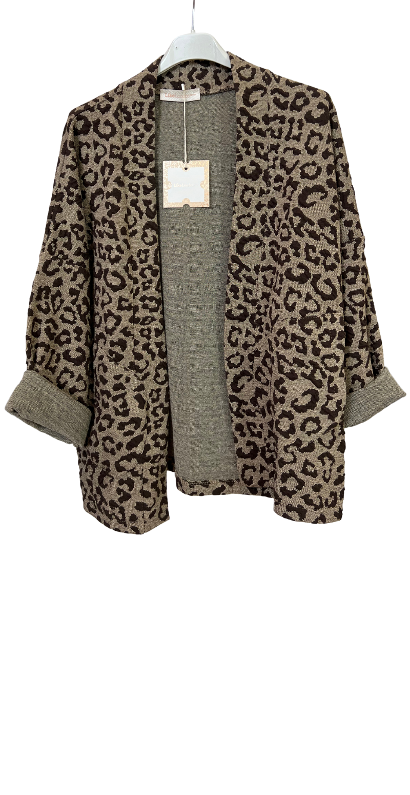 Pheobe cardigan med leoprint brun LikeLondon