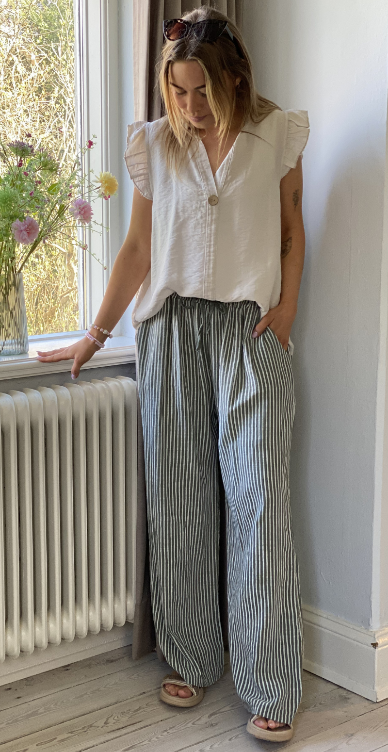 Elise stribet buks khaki Likelondon