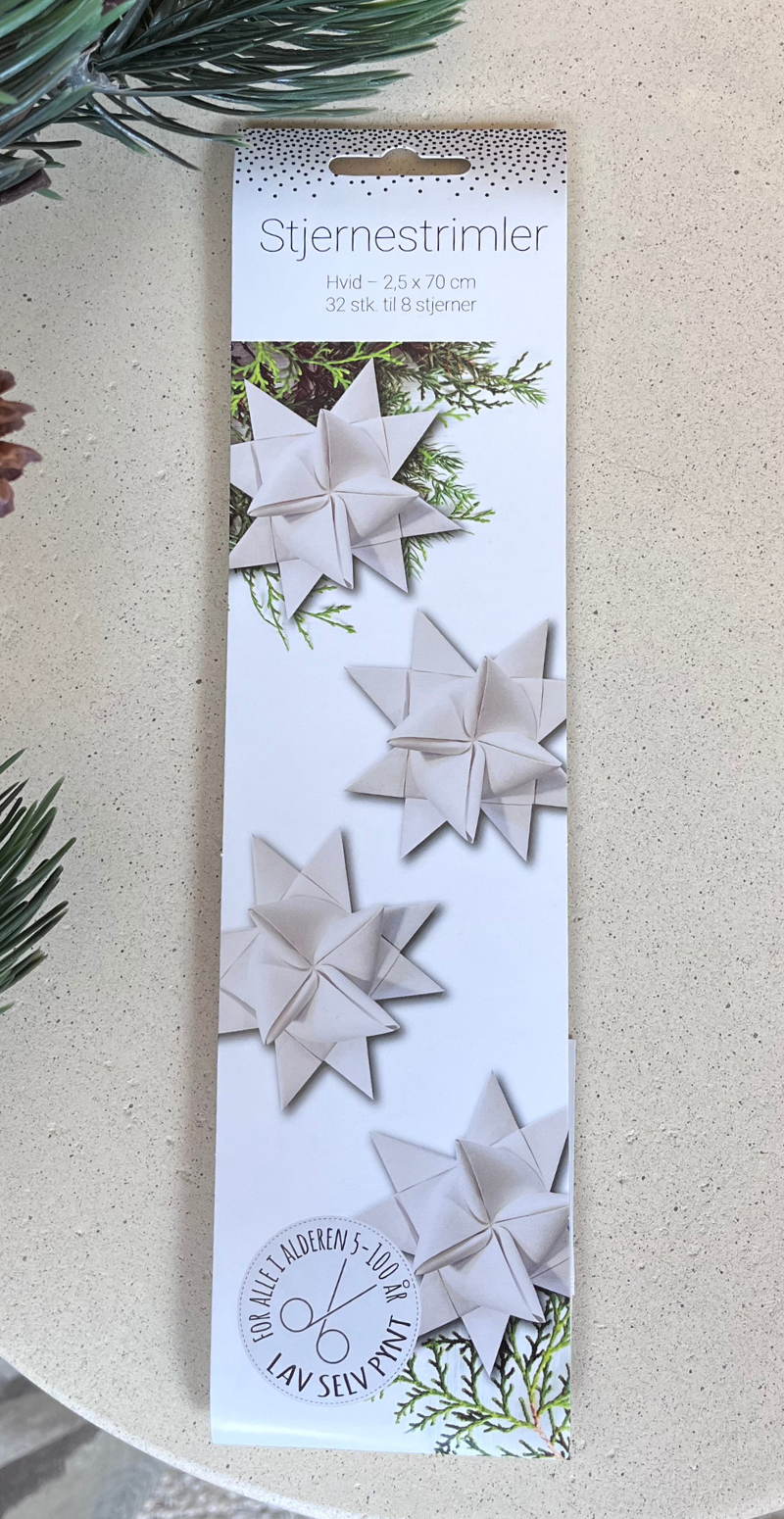 Stjernestrimler til 8 julestjerner hvid