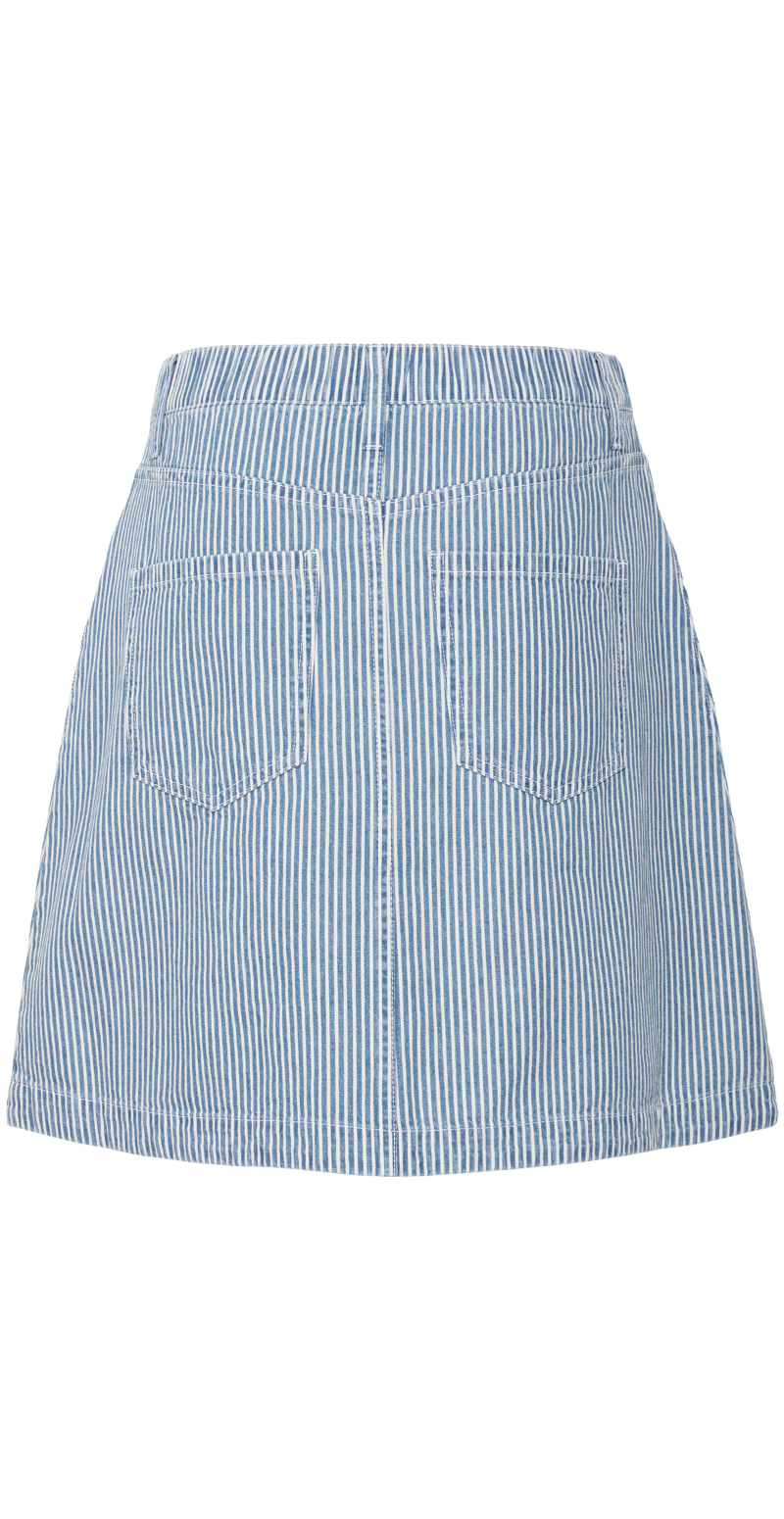 Laro gennemknappet nederdel med striber blue stripe denim B.young
