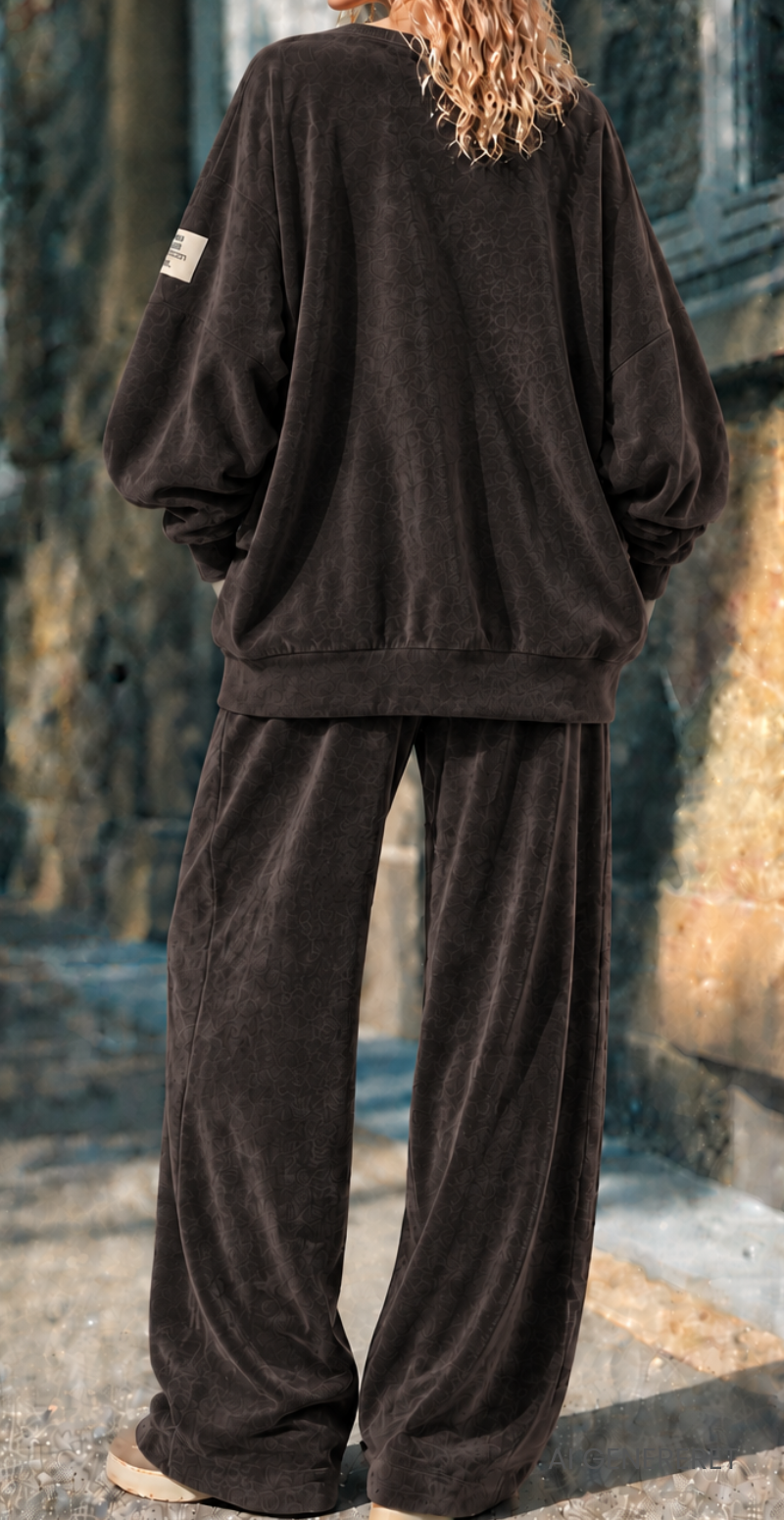 Nette sweat sæt i velour/fløjl brun LikeLondon