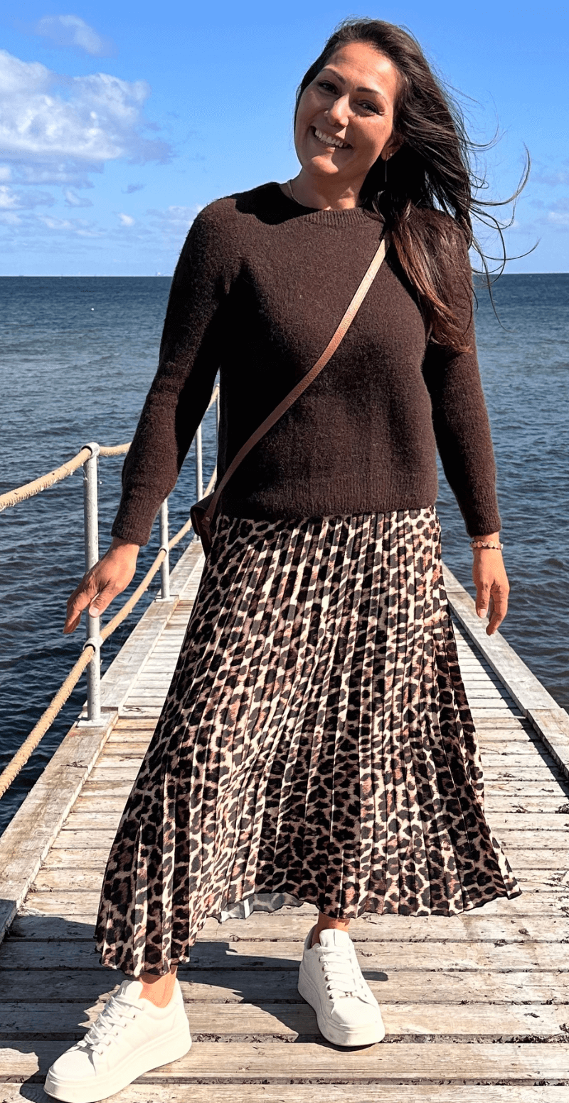 Camma plisseret satin nederdel leopard LikeLondon By Christina
