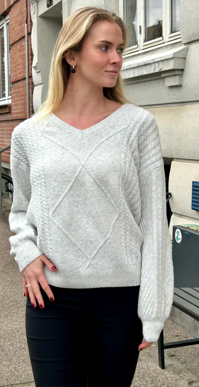 Medi strikbluse med mønster marshmallow melange B.young