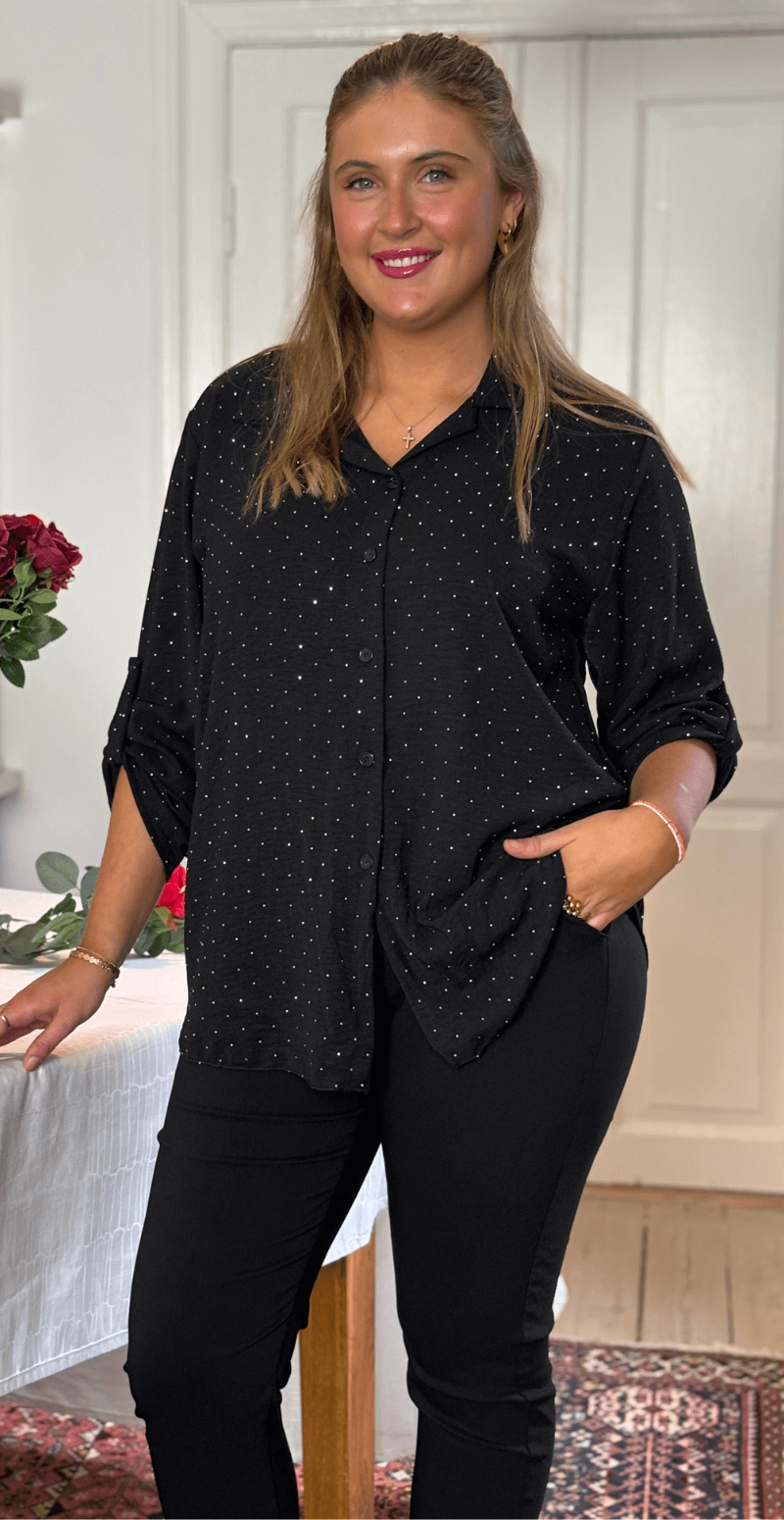 Emmeline skjortebluse med similisten sort LikeLondon