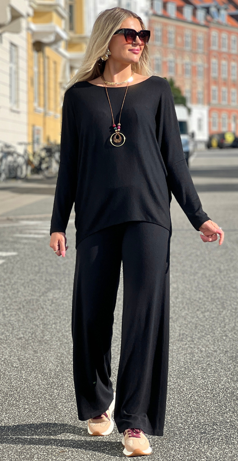 Elena bløde bukser med elastik i taljen sort LikeLondon