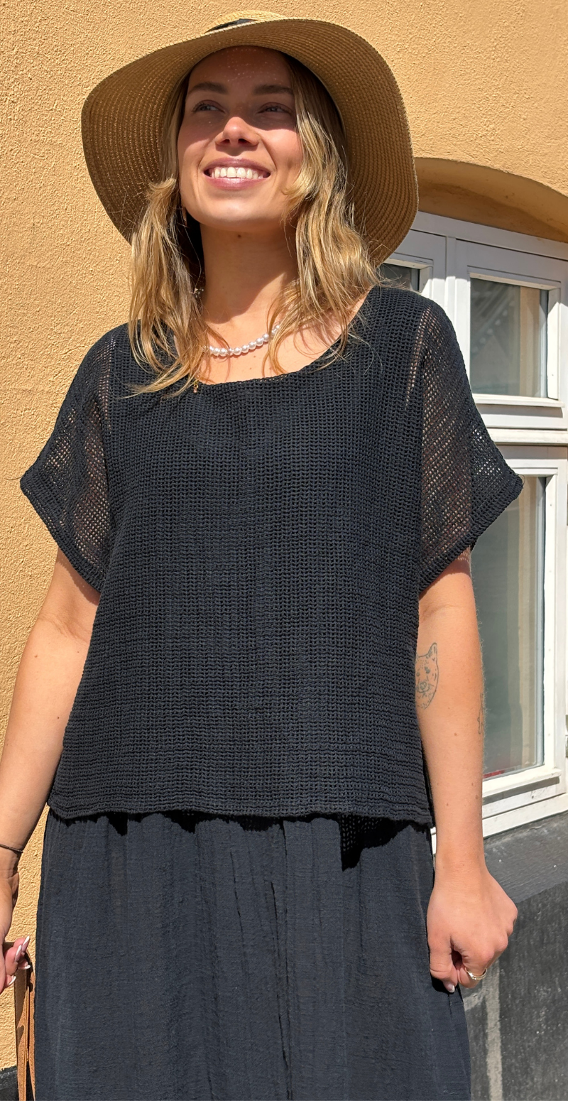 Savannah kjole med hæklet overdel sort LikeLondon