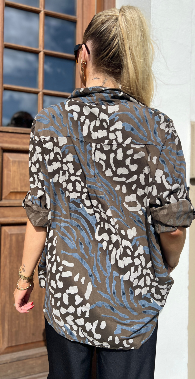 Melissa skjortebluse med dyreprint brun LikeLondon