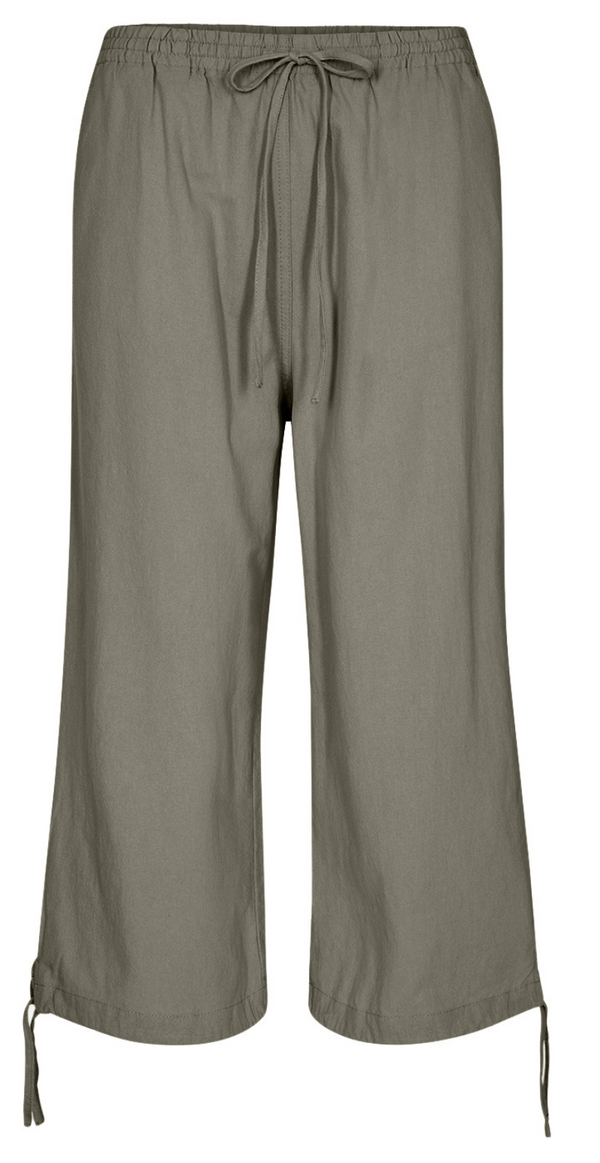 capri bukser med bindebånd og snøre khaki