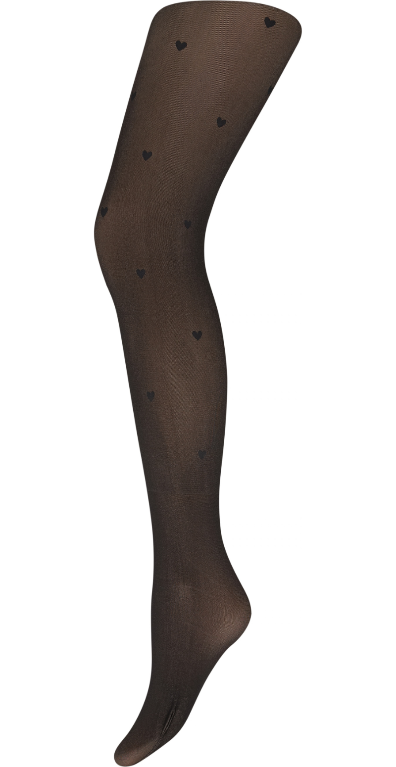 Fleece strømpebukser med hjerter 280 Denier Tights Decoy