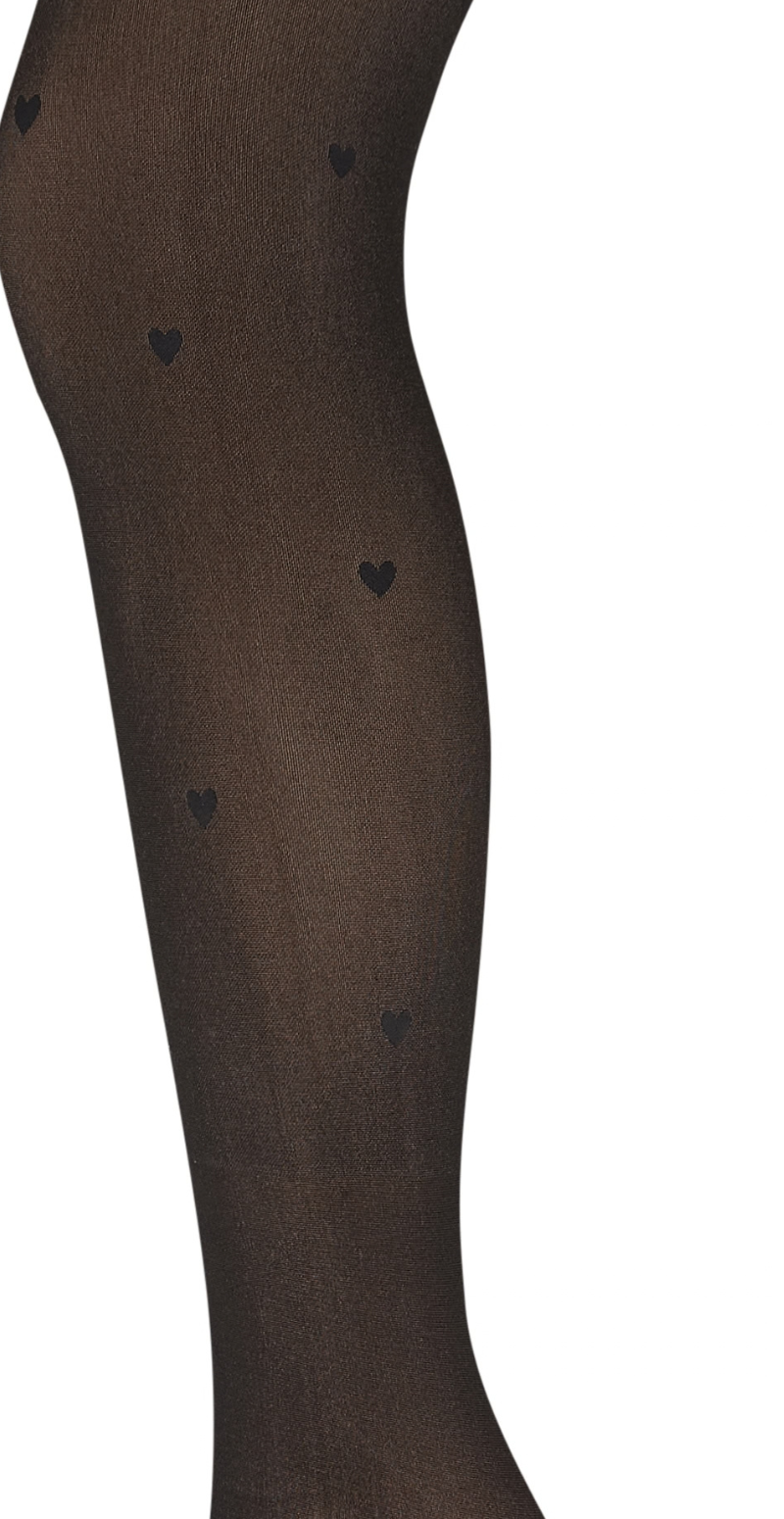 Fleece strømpebukser med hjerter 280 Denier Tights Decoy