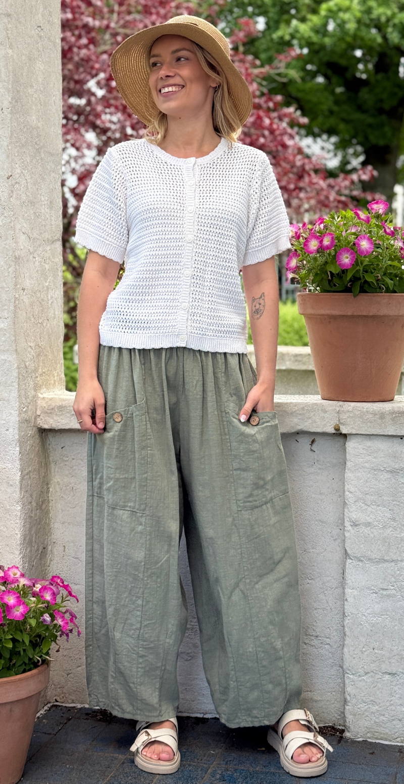 Tota kortærmet cardigan med hulmønster brilliant white Freequent