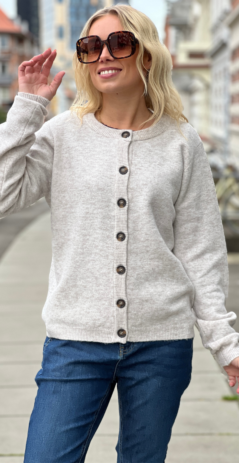 Orlean strik cardigan light sand melange LikeLondon