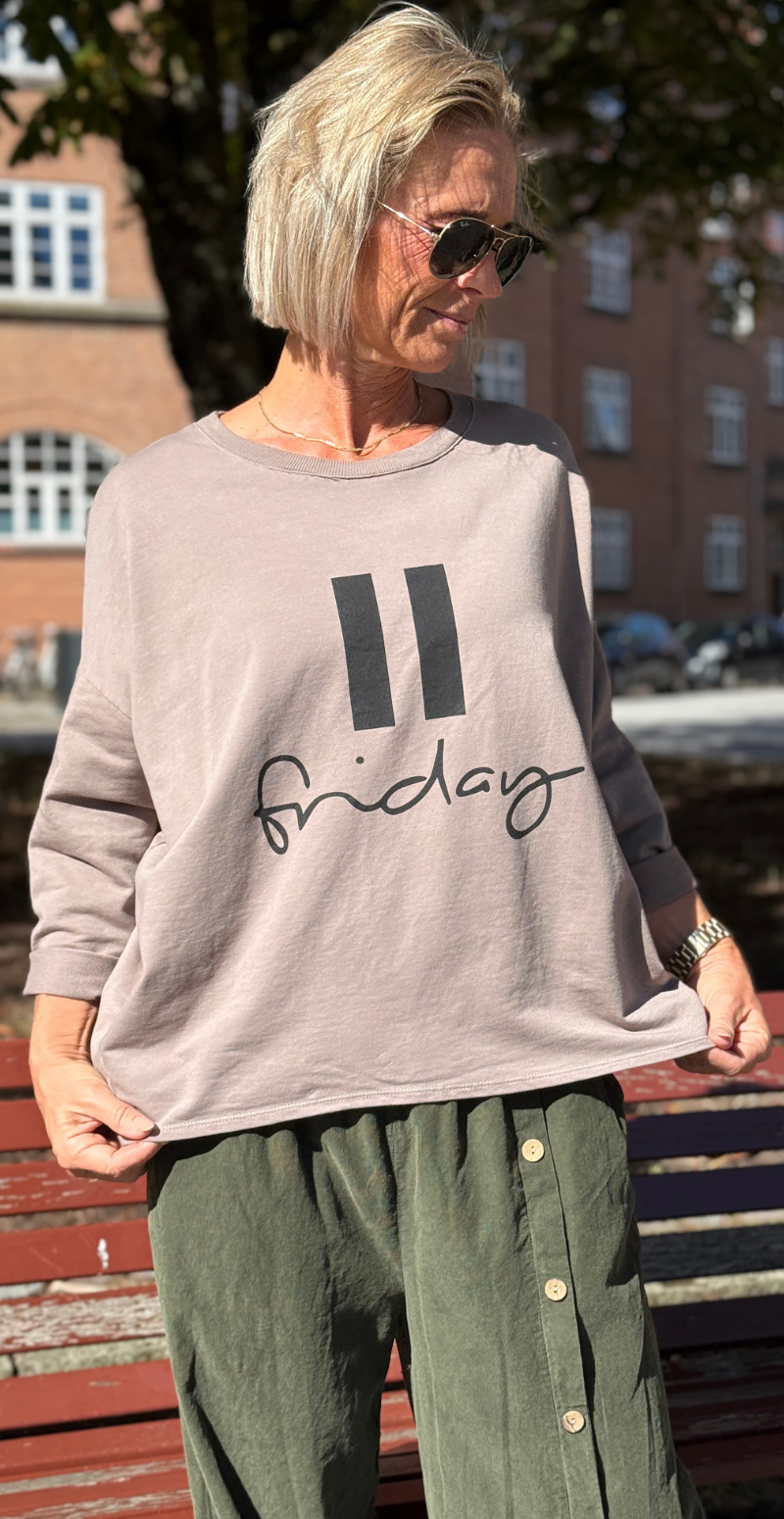 Biance bluse med rund hals og "friday" taupe LikeLondon