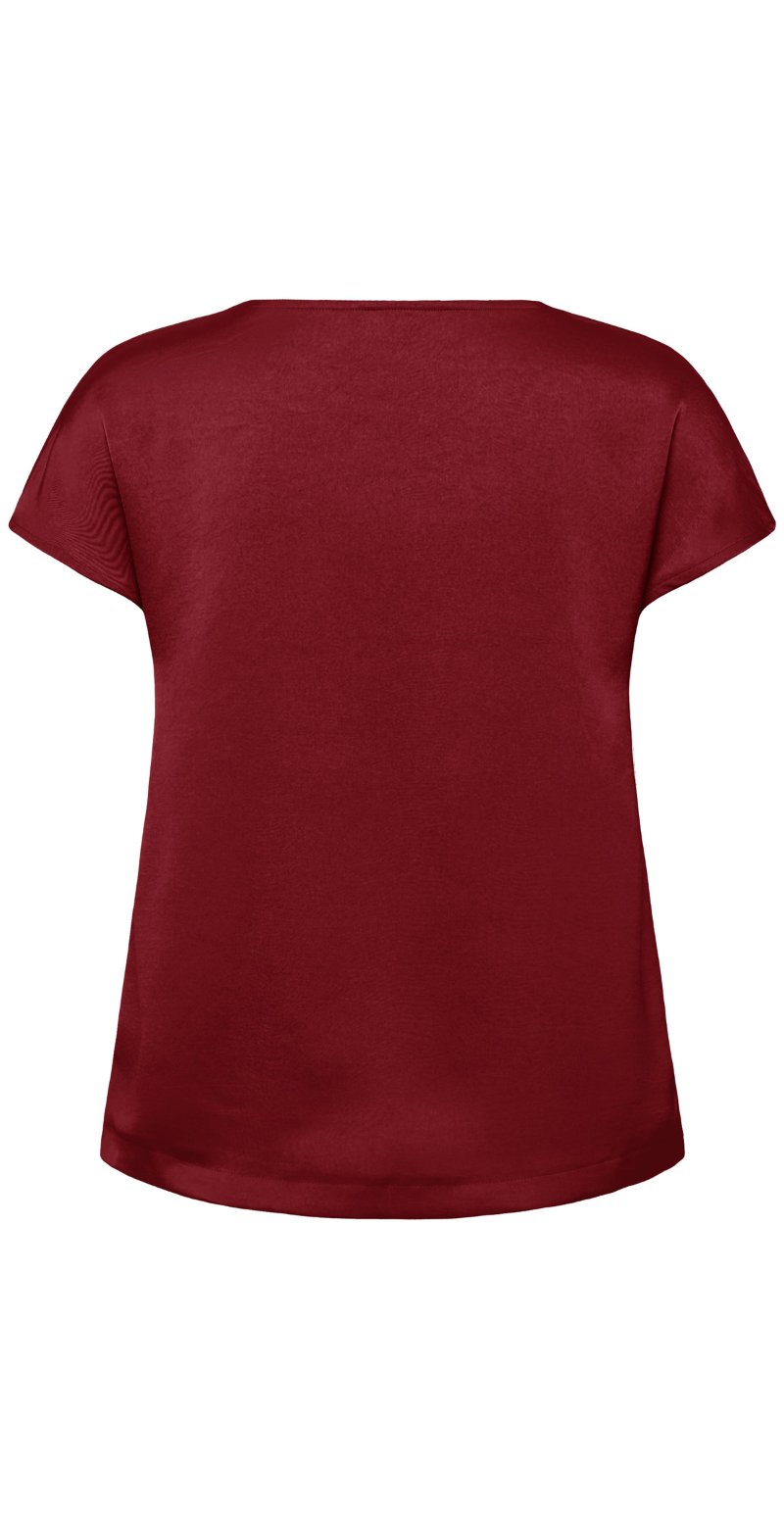 Isa kortærmet satinbluse med vandfaldseffekt sun dried tomato B.young