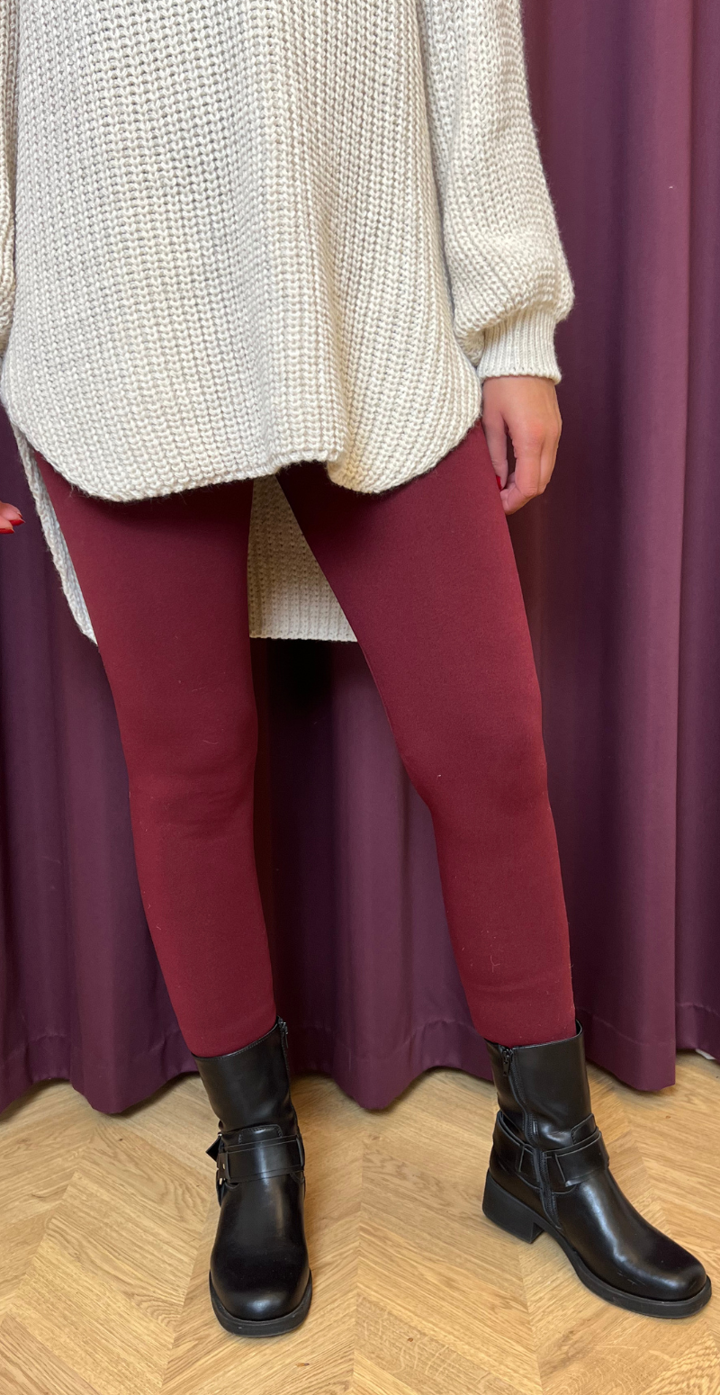 Aline leggings med fleece bordeaux Likelondon