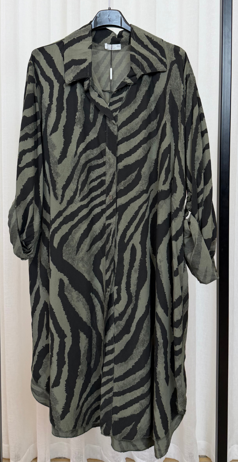Marlowe gennemknappet tunika med zebraprint military LikeLondon
