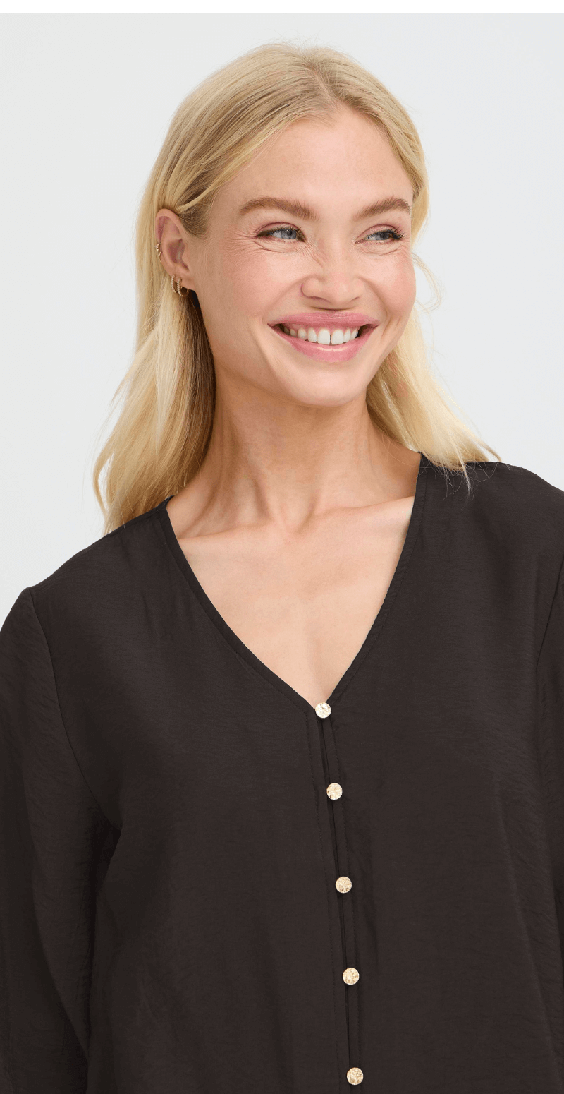Fara bluse med guldknapper meteorite