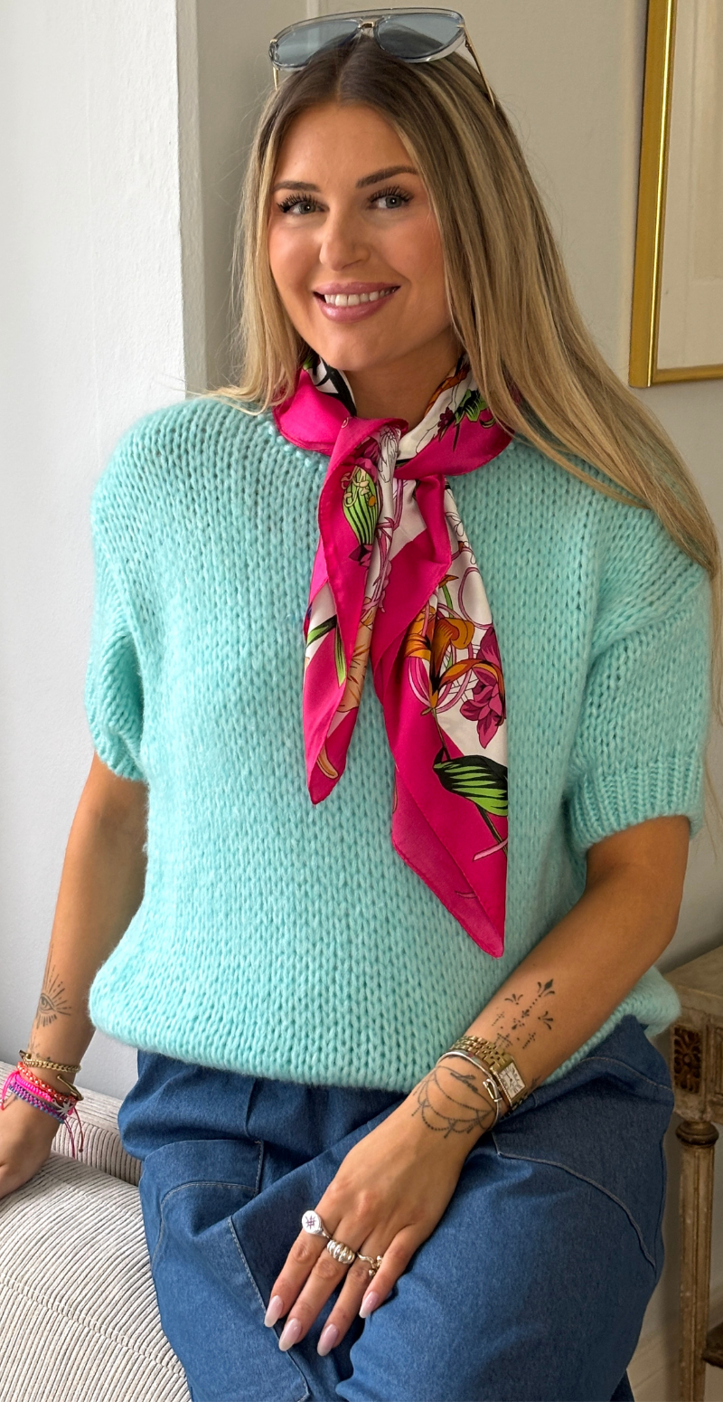 Silketørklæde med farverige blomster pink LikeLondon