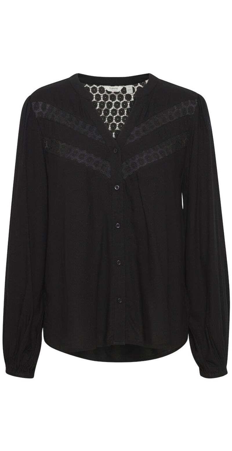 Habine bluse med v-halsudskæring sort b.young