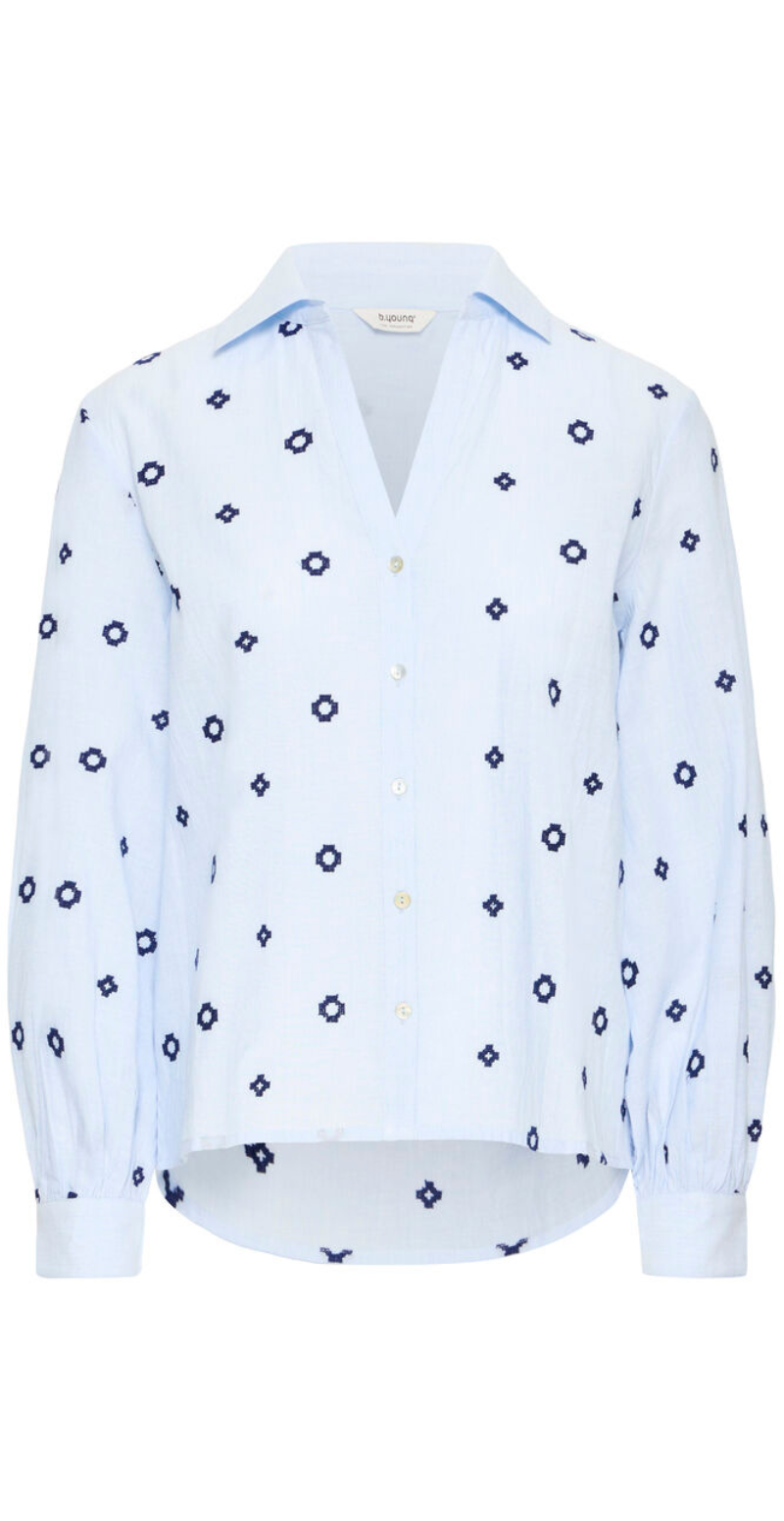 Fabienne bluse med cirkler della robbla blue b.young