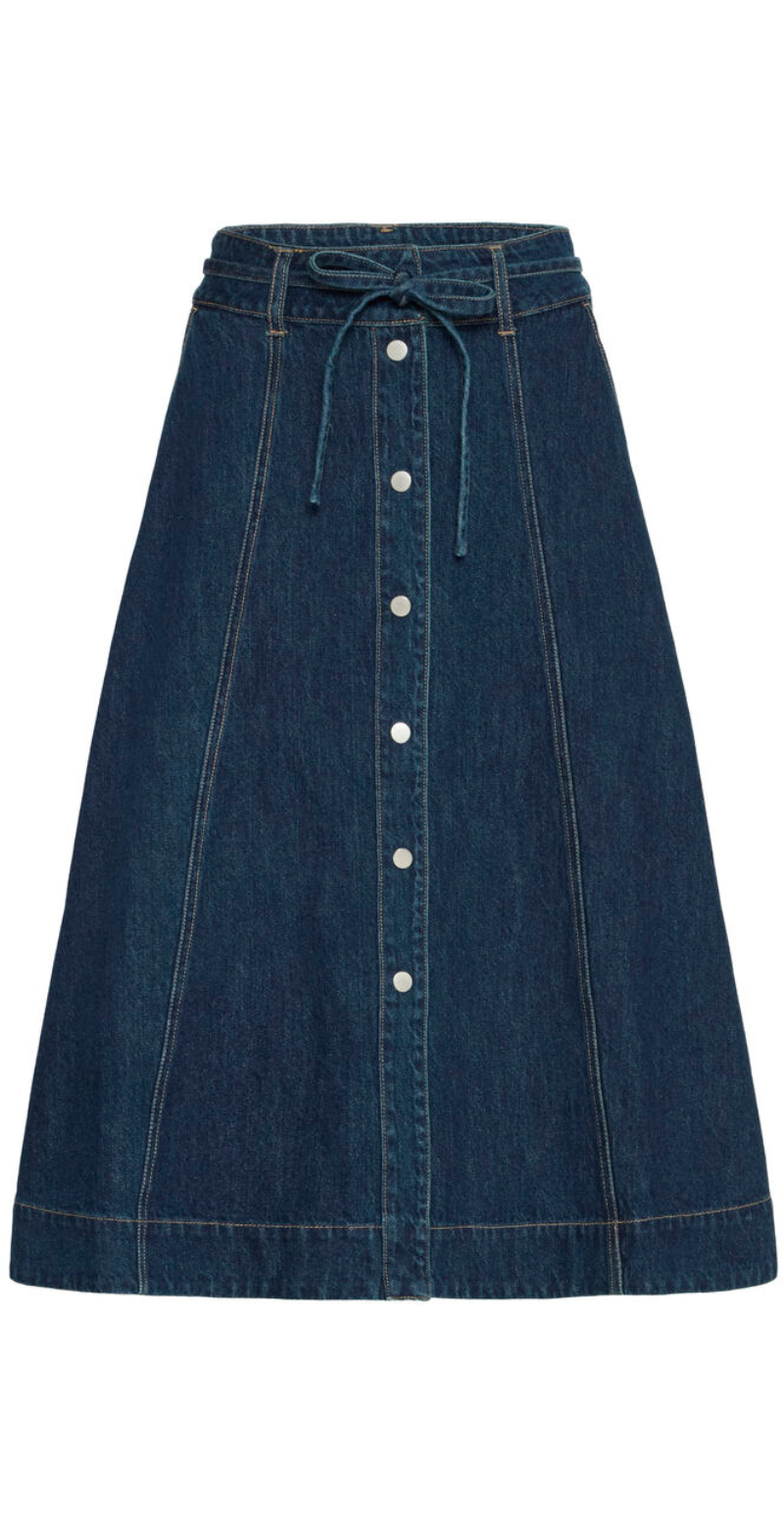 Lukan denim nederdel med knapper dark blue denim b.young