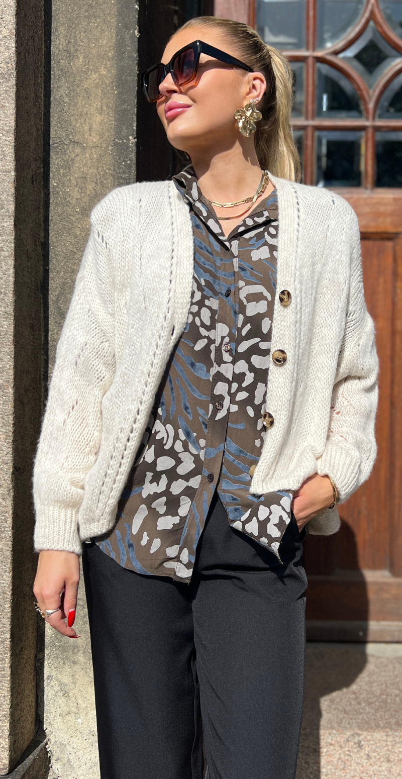 Melissa skjortebluse med dyreprint brun LikeLondon