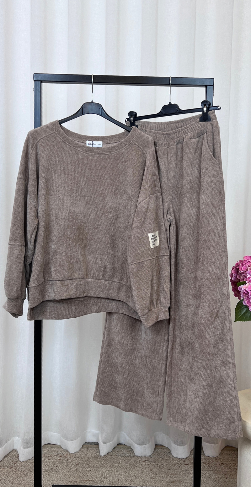 Nette sweat sæt i velour fango LikeLondon