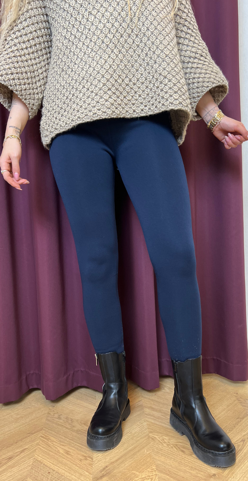 Aline leggings med fleece navy Likelondon