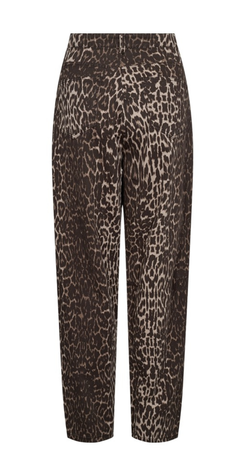 Rinna barrel jeans med leopardprint oyster gray w. granite gray Freequent