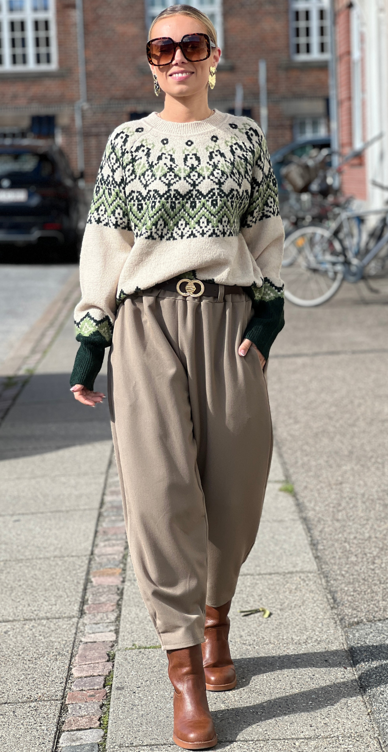 Merla pullover strik moonbeam w. deep forest Freequent