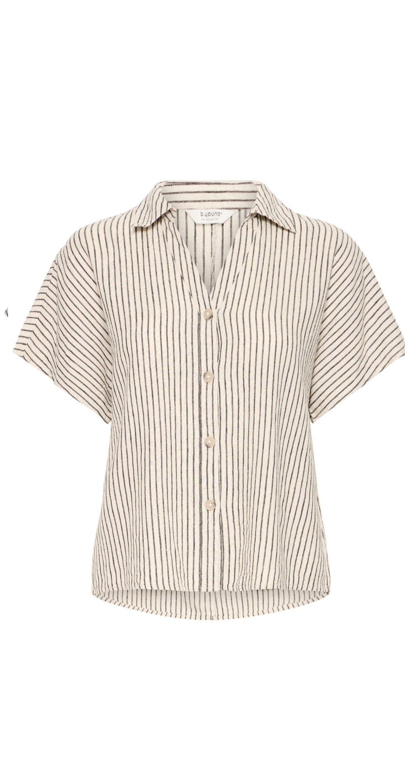 Falakka gennemknappet hørbluse rainy day stripe B.young