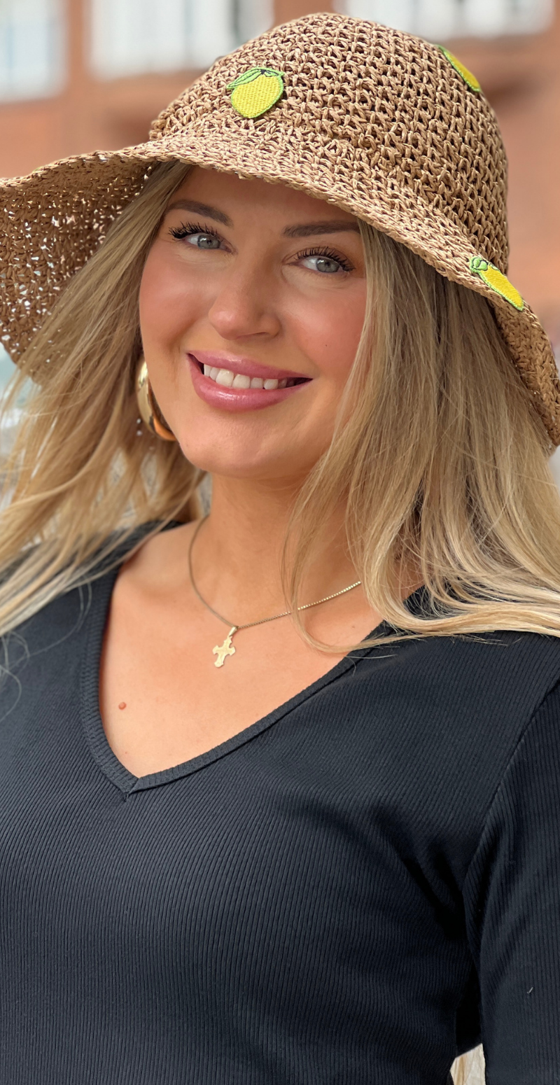 Hat i bast med citron LikeLondon