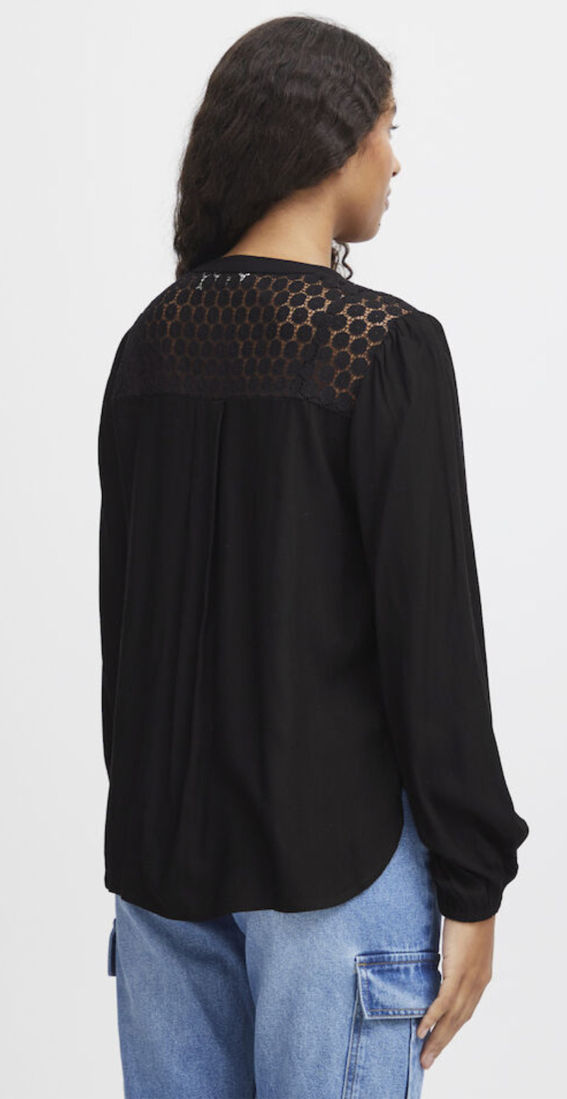 Habine bluse med v-halsudskæring sort b.young