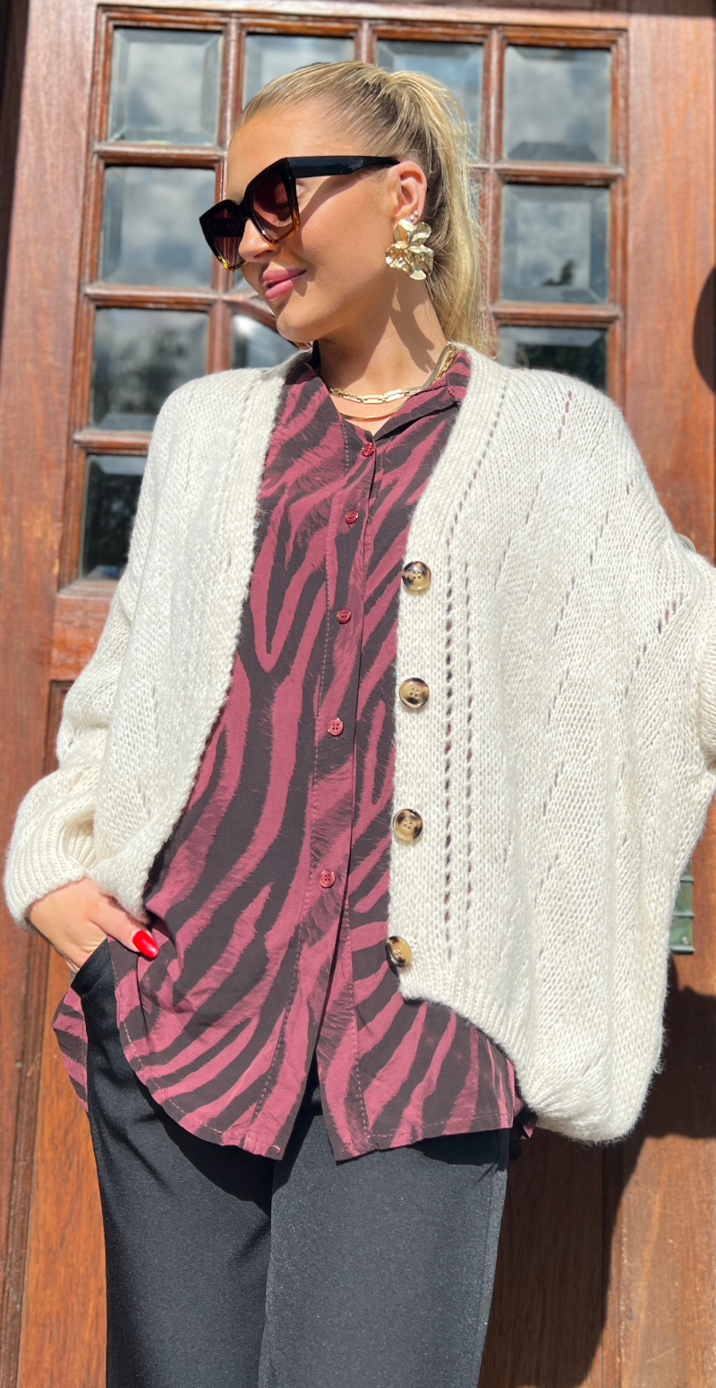 Melissa skjortebluse med zebraprint bordeaux LikeLondon