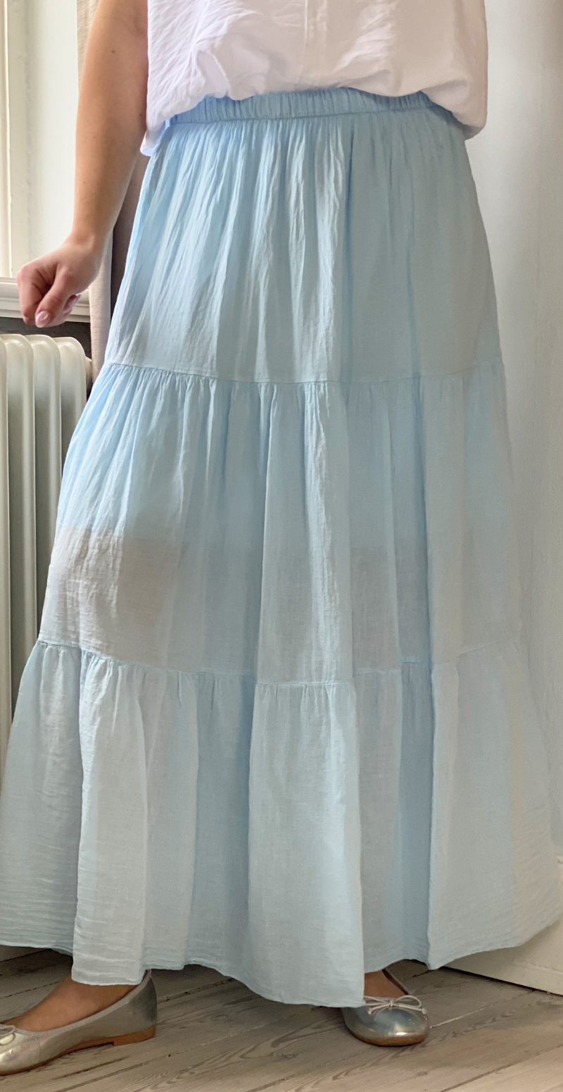 Gigi lang nederdel med peplum sky LikeLondon