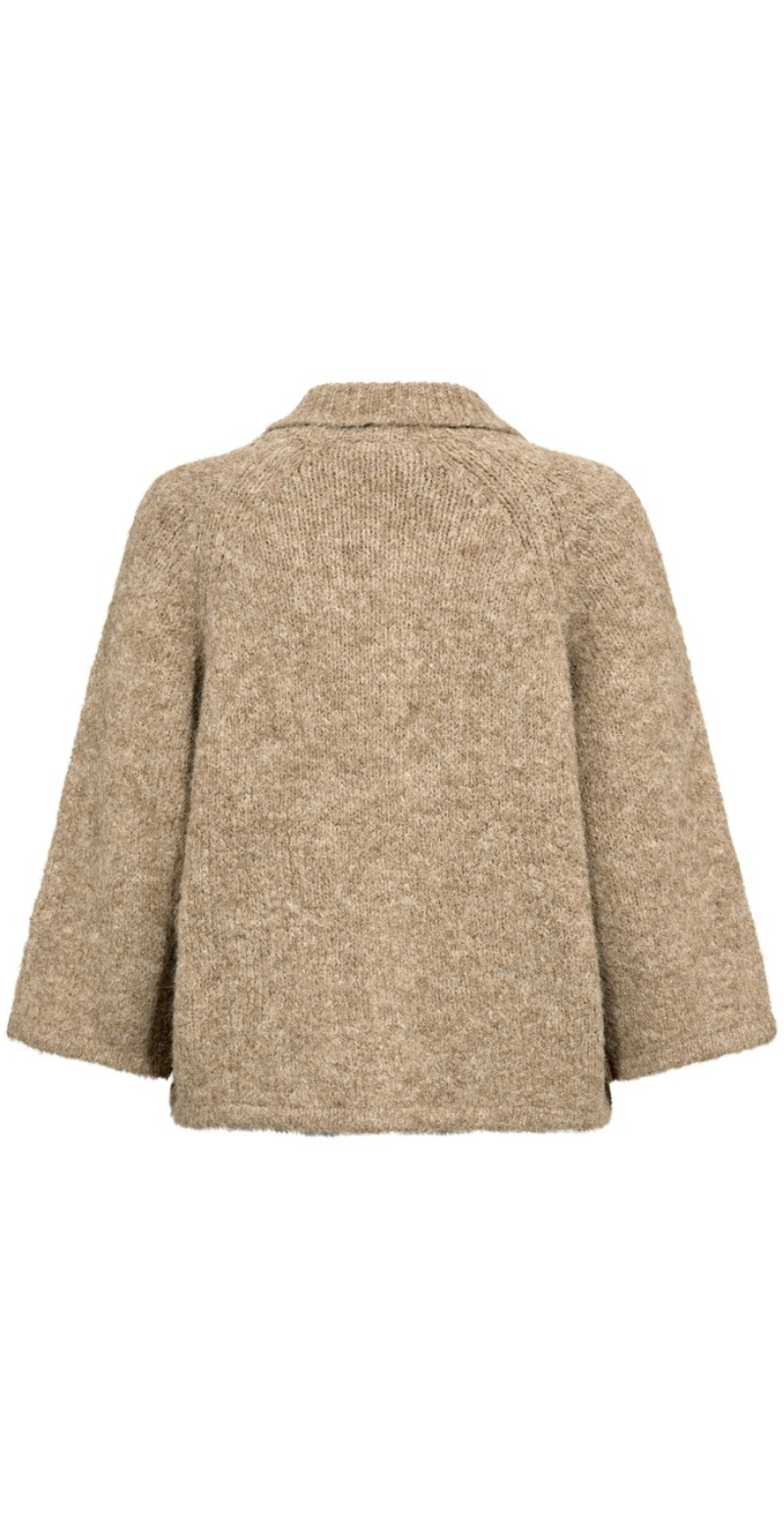 Lullo cardigan med 3/4 ærmer silver mink melange FreeQuent