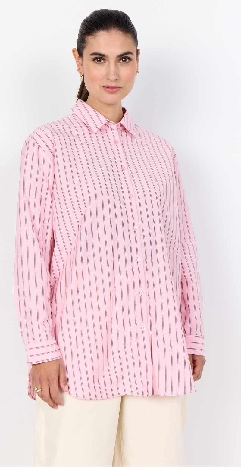 Maribella skjortebluse med striber lyserød LikeLondon