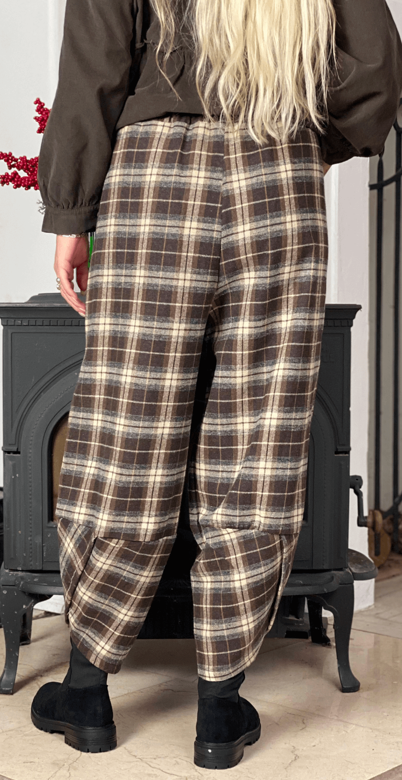 Vista ternet bukser med lommer brun LikeLondon