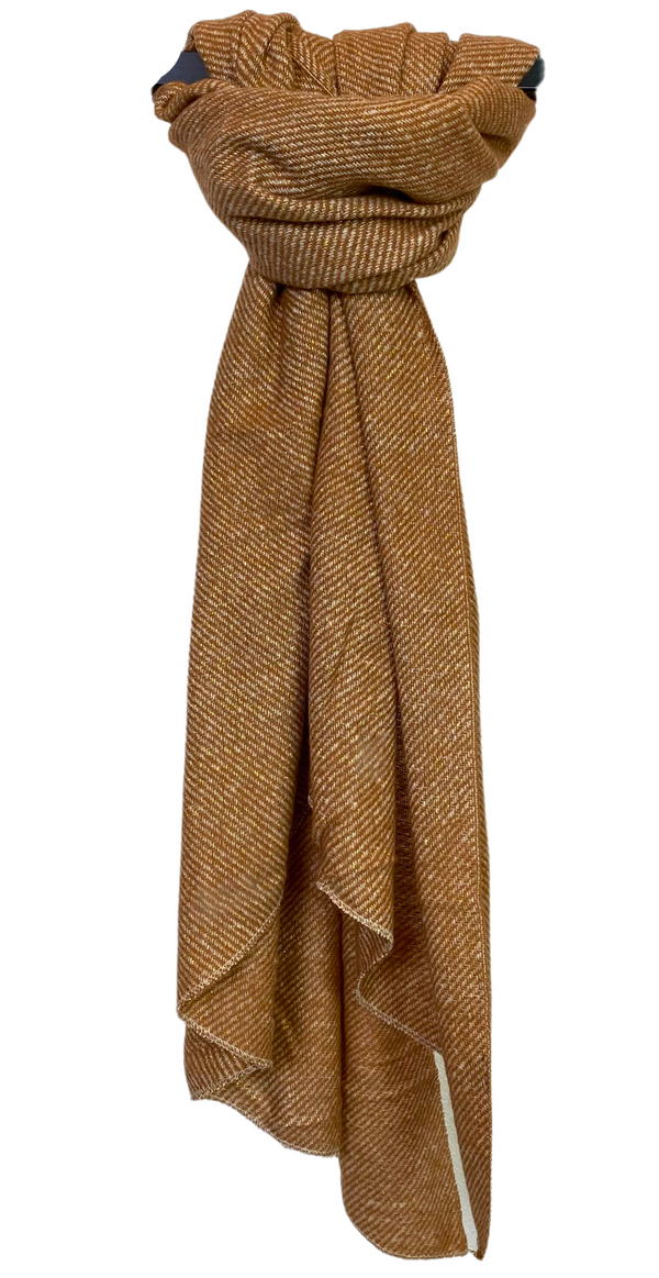 Tørklæde med guldtråd camel Likelondon