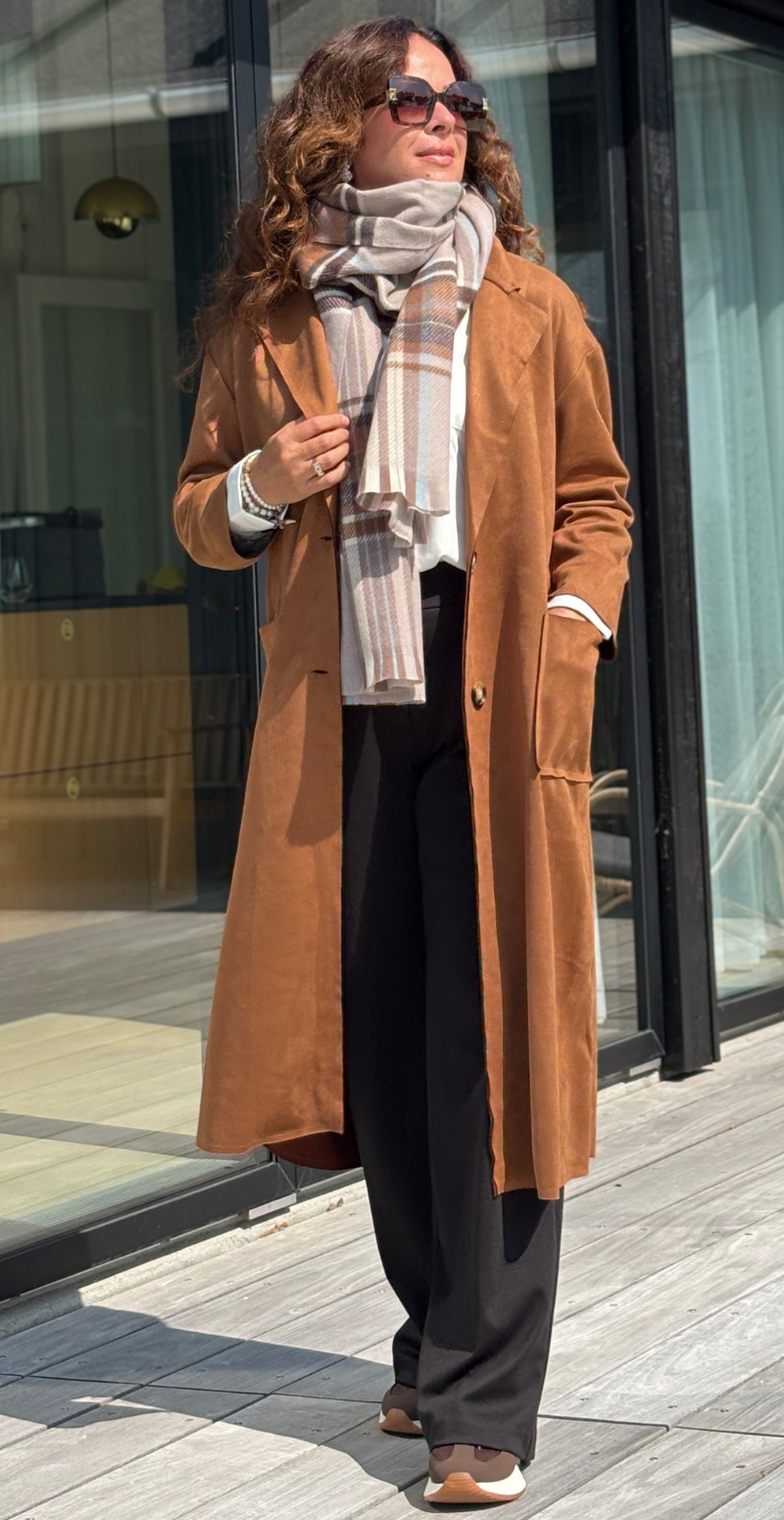 Tørklæde med tern taupe LikeLondon