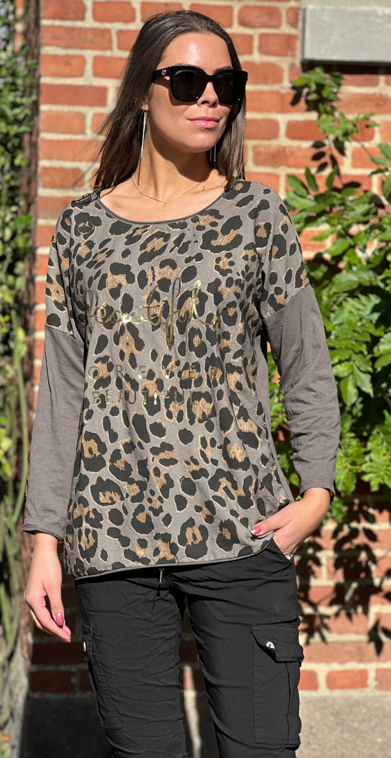 Christel bluse leoprint fango LikeLondon