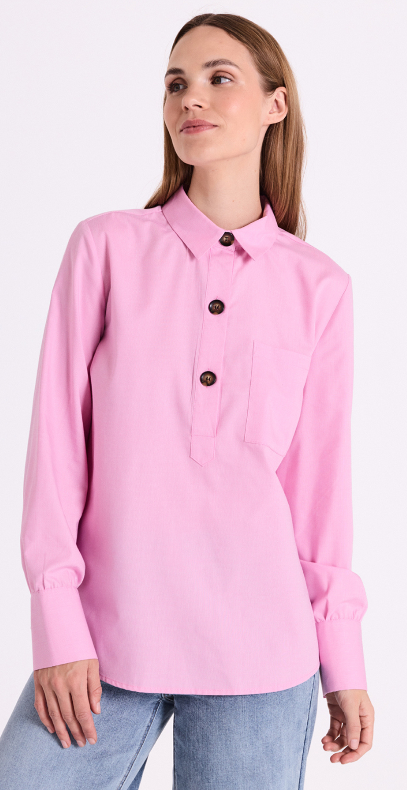 Flynn skjorte med stolpelukning wild orchid Freequent